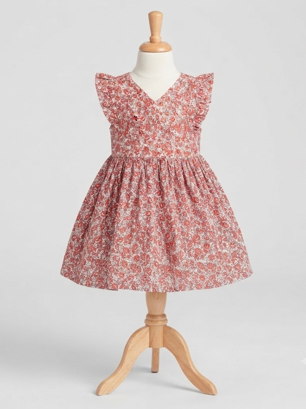 GAP Orange and White Floral Ruffle-Sleeve Dress